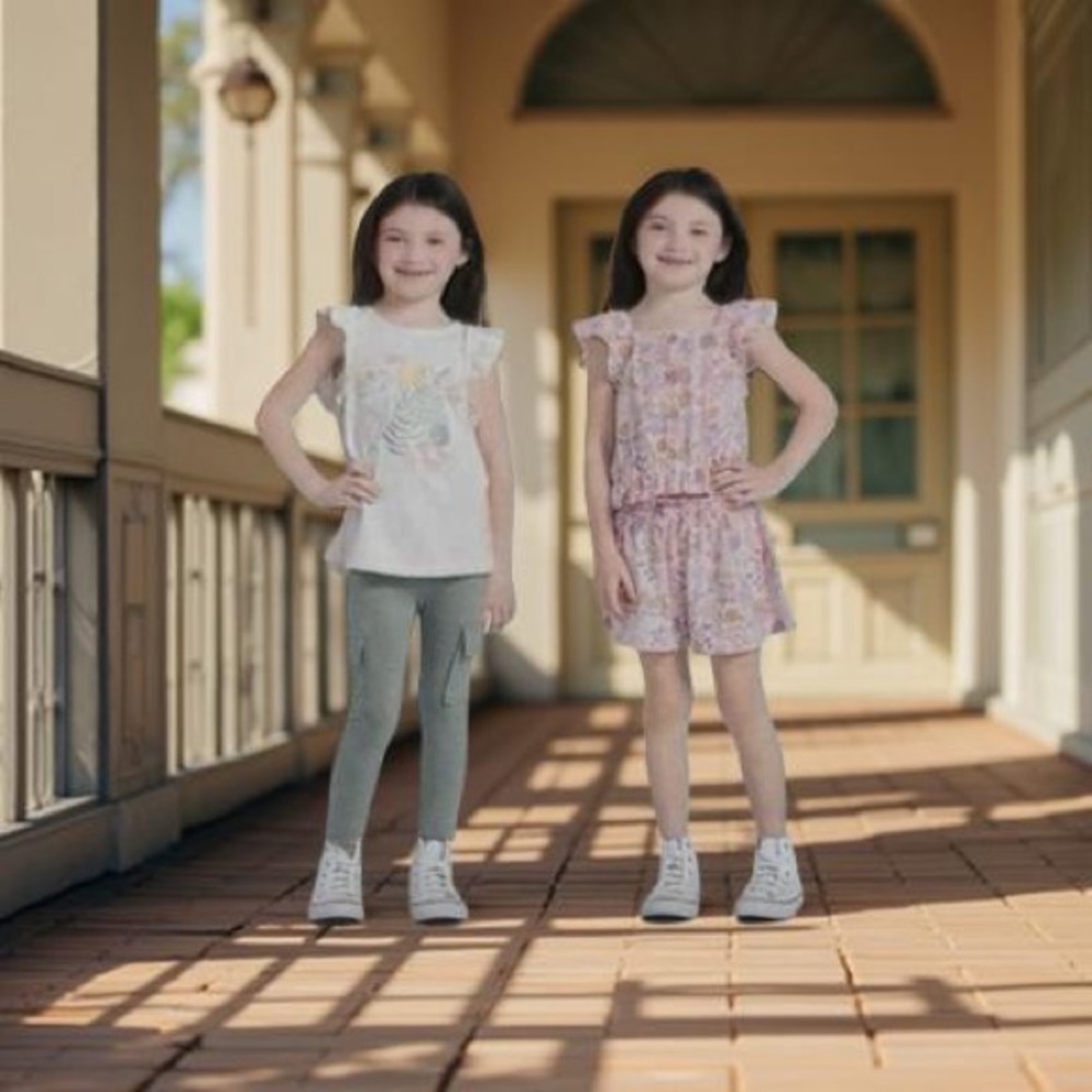Kids Headquarters Cream, Pink  and Green Set Size 3T